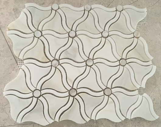 Calacatta Gold flower waterjet mosaic tile
